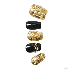 Nails Salon Acrylic Handmade, Press On Nails, 'BE YOUR OWN QUEEN', Manicure, Short Length, Coffin Shape, Gel Glue Included