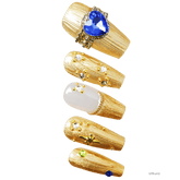 Nails Salon Acrylic Handmade, Press On Nails, 'IN THE LOUVRE', Manicure, Long Length, Coffin Shape, Gel Glue Included