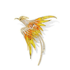 Phoenix Splendor Enamel Crystal Brooch