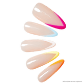 Nails Salon Acrylic Handmade, Press On Nails, 'VIBRANT FRENCH', Manicure, Extra long Length, Almond Shape, Gel Glue Included