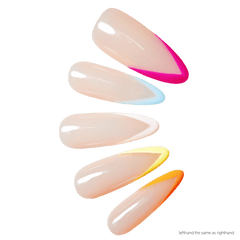 Nails Salon Acrylic Handmade, Press On Nails, 'VIBRANT FRENCH', Manicure, Extra long Length, Almond Shape, Gel Glue Included