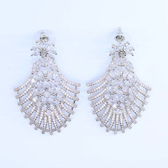 White Flower and Wing-Shaped Drop Earrings