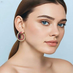 Glamorous Open Crescent Gem Earrings