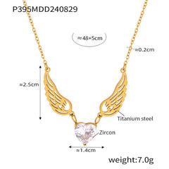 Angel Wing Heart Zircon Necklace