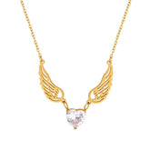 Angel Wing Heart Zircon Necklace