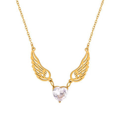 Angel Wing Heart Zircon Necklace