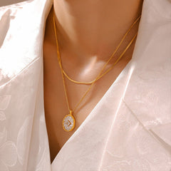 French retro double layered necklace