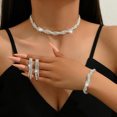 Glamour Wave Rhinestone Jewelry Set