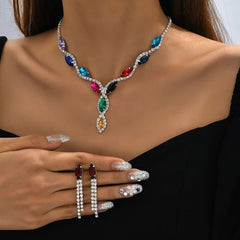 Horse eye water droplet necklace tassel earrings