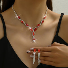 Horse eye water droplet necklace tassel earrings