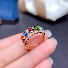 Imitation natural multi treasure crystal ring