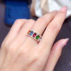 Imitation natural multi treasure crystal ring