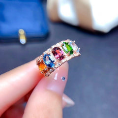 Imitation natural multi treasure crystal ring