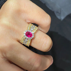 Luxury Lace-Inspired Gemstone Statement Ring