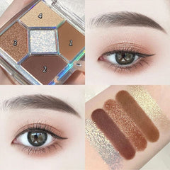 Pearlescent thin glitter five color eye shadow