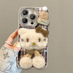 Plush cat iphone case