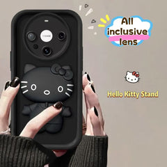 جراب هاتف سامسونج بحامل مرآة هالو كيتي