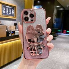 جراب هاتف سامسونج مع حامل مرآة على شكل أرنب