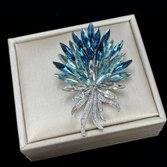 Azure Peacock Crystal Brooch