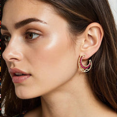 Crescent Gem Statement Earrings