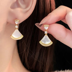 Elegant Fan-Shaped Drop Earrings