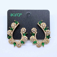 Floral Crescent Gem Statement Earrings