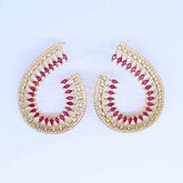 Glamorous Open Crescent Gem Earrings