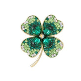Lucky Clover Crystal Brooch