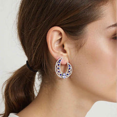Ornate Crescent Gem Earrings