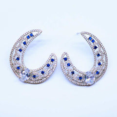 Ornate Crescent Gem Earrings