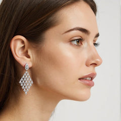 Crystal Lattice Rhombus Drop Earrings