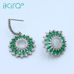 ikira_jewelry_earrings_double_layer_green_floral_drop_earrings_green_1