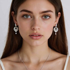 Crown-Shaped Diamond Tassel Earrings