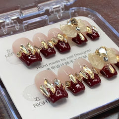 French style rhinestone nail art