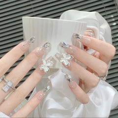Sparkling Crystal Butterfly Nail Art