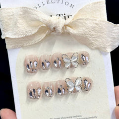 Sparkling Crystal Butterfly Nail Art