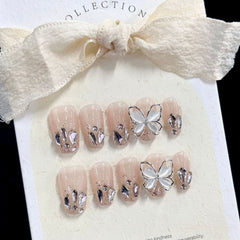 Sparkling Crystal Butterfly Nail Art