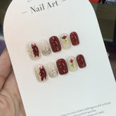 Wine Red Rose Nail Art