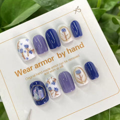 blue and white porcelain nail art