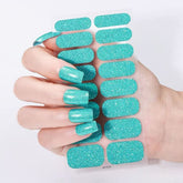 Oil film glitter green nail art