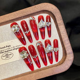 Slender pointed wine red series nail art