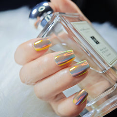 Nails Salon Acrylic Handmade, Press On Nails, 'CITY OF SKY', Manicure, Short Length, Square/Coffin Shape, Gel Glue Included