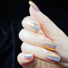 Nails Salon Acrylic Handmade, Press On Nails, 'CITY OF SKY', Manicure, Short Length, Square/Coffin Shape, Gel Glue Included