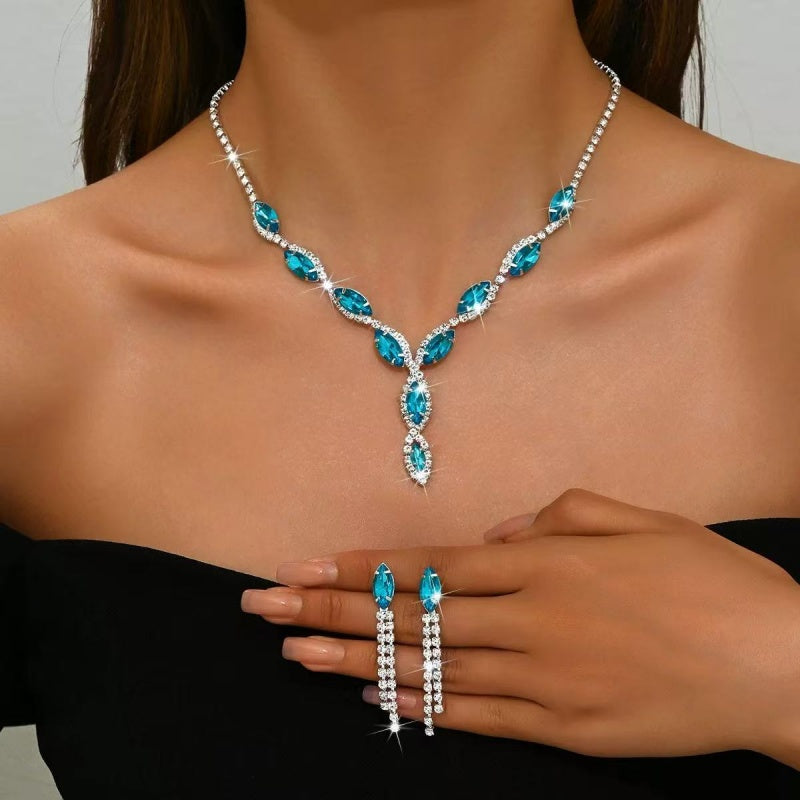 Horse eye water droplet necklace tassel earrings