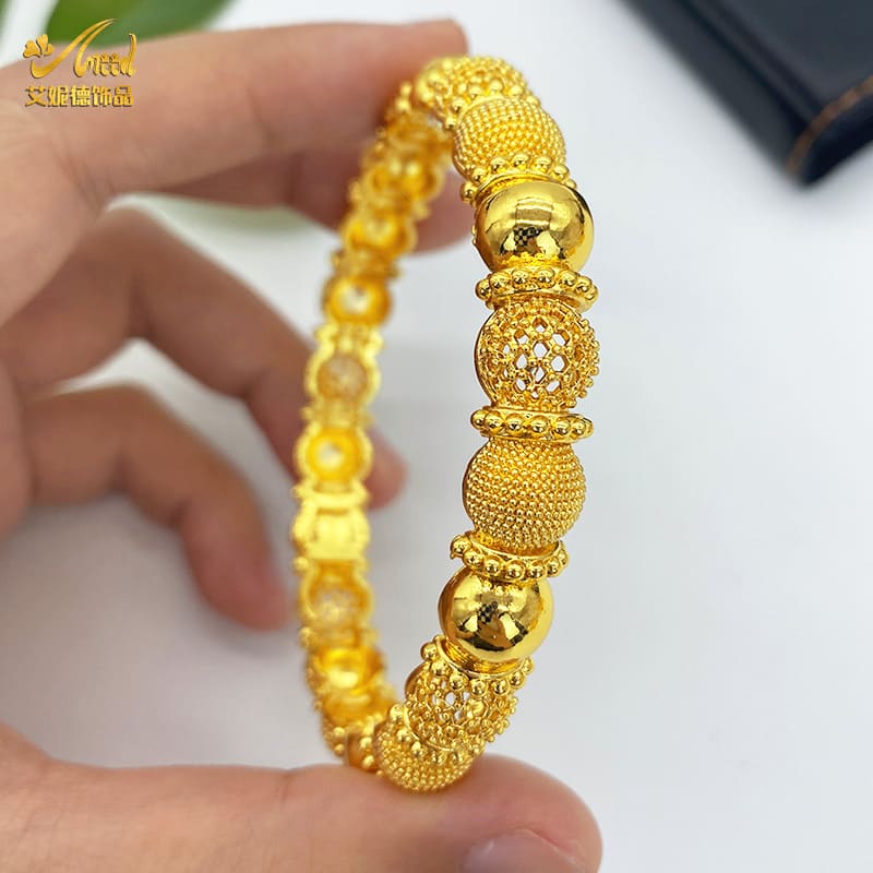 Exquisite Gold-Plated Filigree Bangles