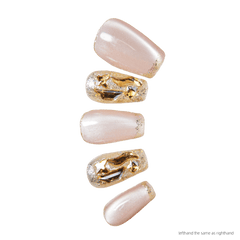 Nails Salon Acrylic Handmade, Press On Nails, 'FRENCH DIAMOND', Manicure, Medium Length, Coffin Shape, Gel Glue Included