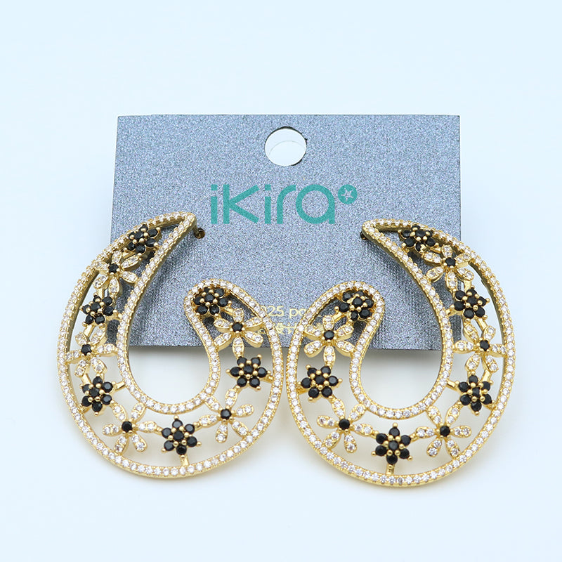 ikira_jewelry_earrings_black_and_gold_wing_stud_earrings_silver