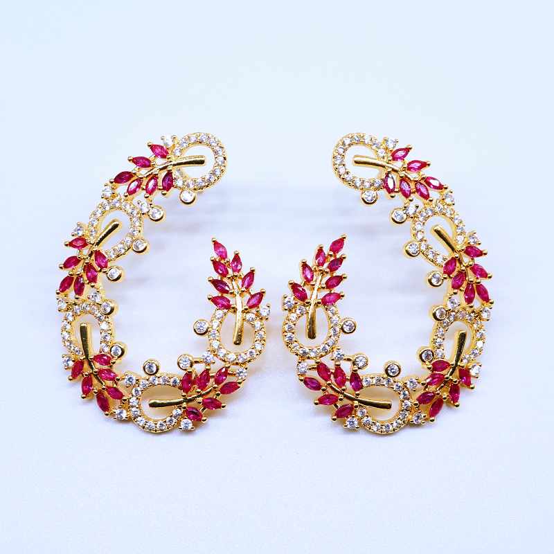 Floral Vine Crystal Statement Earrings