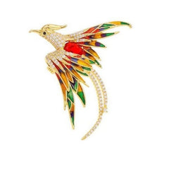 Phoenix Splendor Enamel Crystal Brooch