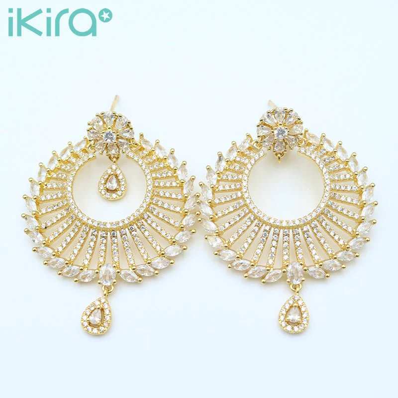 Radiant Fan Crystal Earrings Collection
